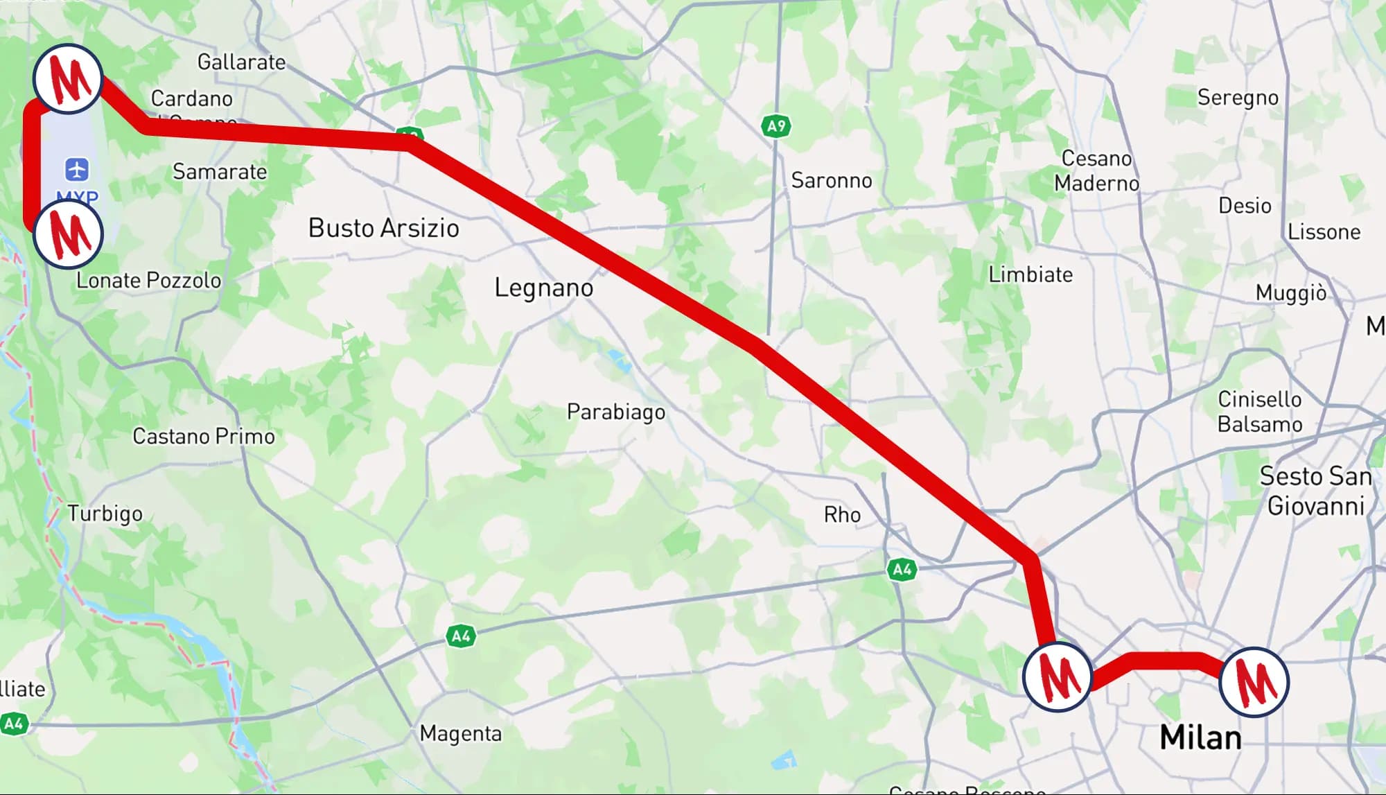 Milan Central Station – Malpensa Airport T1/T2